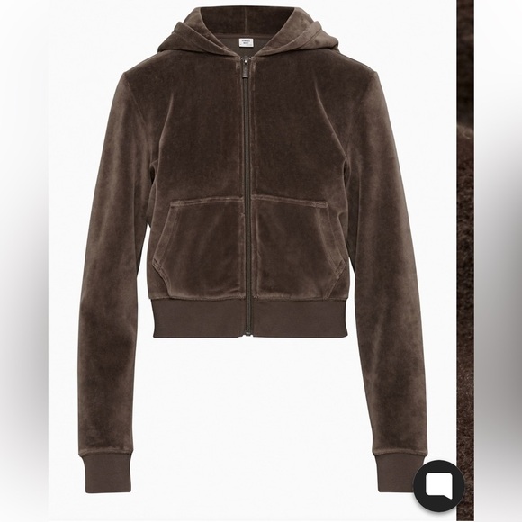 Sunday Best Tops - Sunday Best Aritzia Velour Full Zip Hoodie Cropped Chocolate Brown Size Medium